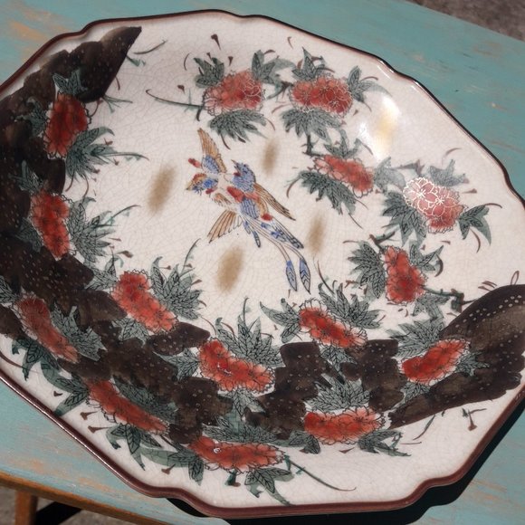 Toyo Plate Porcelain Dish Bird Peacock Pheasant Gold Leaf Hand Painted  Japan - Picture 9 of 17